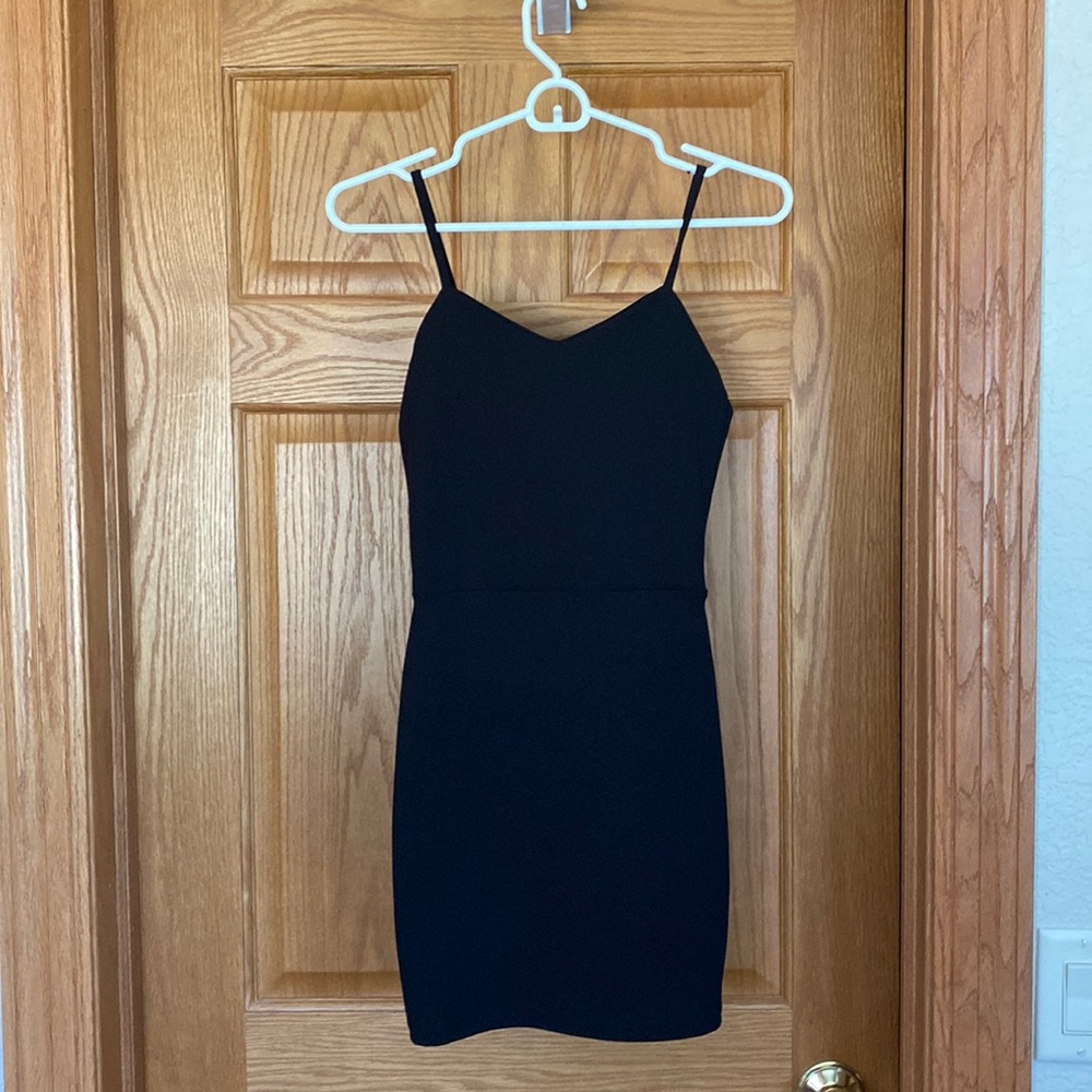Black fitted mini dress